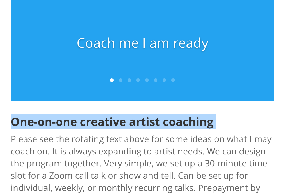 One-on-one creative artist coaching